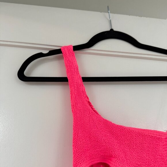 NWT Bond-Eye Rico Swimsuit Azalea Hot Pink One Piece Cut-out One Shoulder OS - Picture 5 of 8
